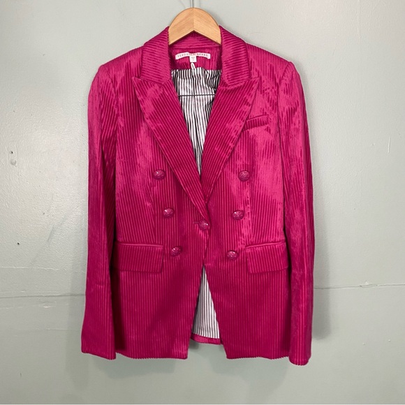 Veronica Beard Gaya Dickey Jacket‎ Blazer Pink Velvet Corduroy Size 2 - Picture 2 of 10